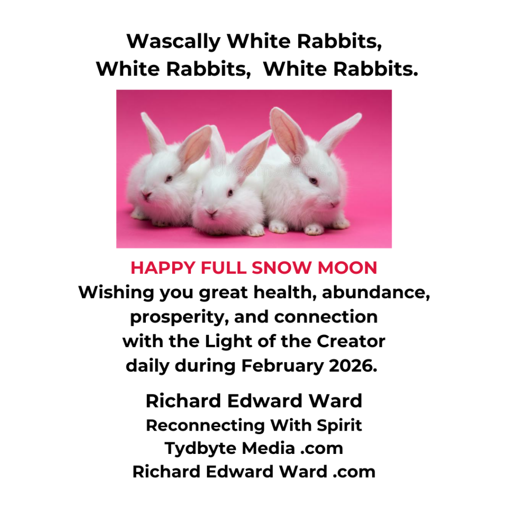 Wascally White Rabbits, White Rabbits,  White Rabbits - Happy Full Snow Moon - February 1 2026 - Richard Edward Ward - Reconncting With Spirit